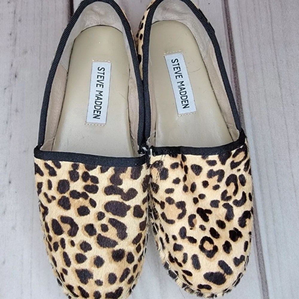 Steve Madden Alexia Leopard Cow Hair Platform Wedge Espadrille Women’s Size 5.5 - Picture 5 of 14